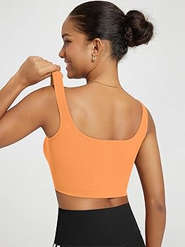 ODODOS 3-Pack Seamless Square Neck Crop Tank for Women Ribbed Knit